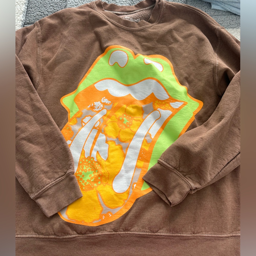 Urban Outfitters Brown The Rolling Stones Graphic Crewneck Sweatshirt Size Small